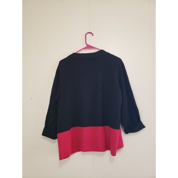 Worthington Womens XL Sweater Jacket Top Colorblock Cotton Black Persian Red NWT - Picture 2 of 7